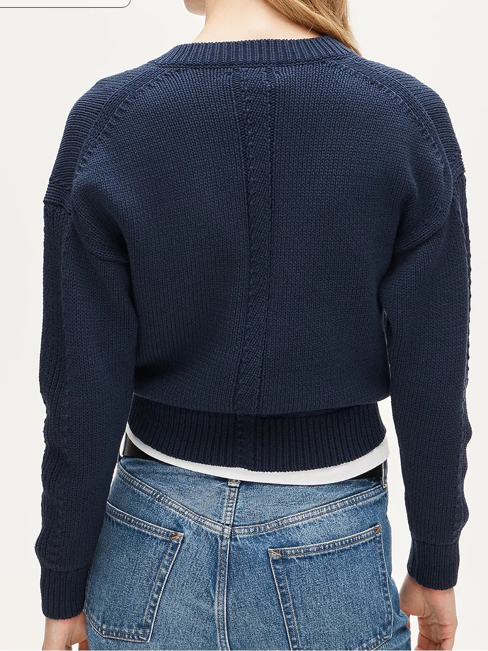 J crew navy Cotton-blend V-neck pullover sweater - Picture 2 of 4